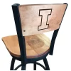 Holland Bar Stool Co. 30" Blk Wrinkle Illinois Swivel Bar Stool, Laser Engraved Back -Kitchen & Dining Furniture Sales Store Holland20Bar20Stool20Co L038IlliniUBWMM 1