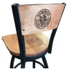 Holland Bar Stool Co. 25" Blk Wrinkle Louisiana-Lafayette Swivel Bar Stool, Engraved Back