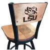 Holland Bar Stool Co. 30" Blk Wrinkle Louisiana State Swivel Bar Stool, Laser Engraved Back