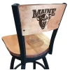 Holland Bar Stool Co. 30" Blk Wrinkle Maine Swivel Bar Stool, Laser Engraved Back