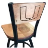 Holland Bar Stool Co. 25" Blk Wrinkle Miami (FL) Swivel Bar Stool, Laser Engraved Back