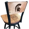 Holland Bar Stool Co. 30" Blk Wrinkle Michigan State Swivel Bar Stool, Laser Engraved Back -Kitchen & Dining Furniture Sales Store Holland20Bar20Stool20Co L038MichStBWMM 1
