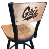 Holland Bar Stool Co. 30" Blk Wrinkle Montana Swivel Bar Stool, Laser Engraved Back