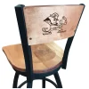 Holland Bar Stool Co. 30" Blk Wrinkle Notre Dame Leprechaun Swivel Bar Stool, Engraved Back