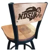 Holland Bar Stool Co. 25" Blk Wrinkle North Dakota State Swivel Bar Stool, Engraved Back