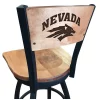 Holland Bar Stool Co. 25" Blk Wrinkle Nevada Swivel Bar Stool, Laser Engraved Back