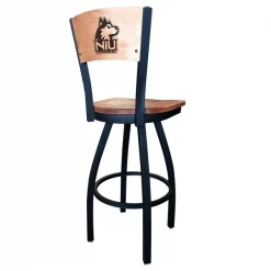 Holland Bar Stool Co. 25" Blk Wrinkle Northern Illinois Swivel Bar Stool, Laser Engraved Back -Kitchen & Dining Furniture Sales Store Holland20Bar20Stool20Co L038NorIllBWMM 2
