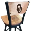 Holland Bar Stool Co. 25" Blk Wrinkle Oklahoma Swivel Bar Stool, Laser Engraved Back