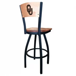 Holland Bar Stool Co. 25" Blk Wrinkle Oklahoma Swivel Bar Stool, Laser Engraved Back -Kitchen & Dining Furniture Sales Store Holland20Bar20Stool20Co L038OklhmaBWMM 2 1