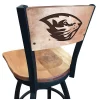 Holland Bar Stool Co. 30" Blk Wrinkle Oregon State Swivel Bar Stool, Laser Engraved Back