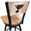 Holland Bar Stool Co. 25" Blk Wrinkle St Louis Blues Swivel Bar Stool, Laser Engraved Back