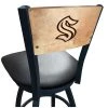 Holland Bar Stool Co 30" Black Wrinkle Seattle Kraken Swivel Bar Stool, Laser Engraved Back -Kitchen & Dining Furniture Sales Store Holland20Bar20Stool20Co L038SeaKrkBWBlkVinyl