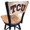 Holland Bar Stool Co. 25" Blk Wrinkle TCU Swivel Bar Stool, Laser Engraved Back