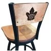Holland Bar Stool Co. 25" Blk Wrinkle Toronto Maple Leafs Swivel Bar Stool, Engraved Back