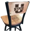 Holland Bar Stool Co. 30" Blk Wrinkle Utah State Swivel Bar Stool, Laser Engraved Back -Kitchen & Dining Furniture Sales Store Holland20Bar20Stool20Co L038UtahStBWMM