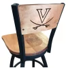 Holland Bar Stool Co. 30" Blk Wrinkle Virginia Swivel Bar Stool, Laser Engraved Back