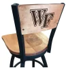 Holland Bar Stool Co. 25" Blk Wrinkle Wake Forest Swivel Bar Stool, Laser Engraved Back