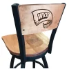 Holland Bar Stool Co. 25" Blk Wrinkle Western Kentucky Swivel Bar Stool, Laser Engraved Back