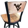 Holland Bar Stool Co. 30" Blk Wrinkle West Virginia Swivel Bar Stool, Laser Engraved Back
