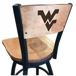 Holland Bar Stool Co. 25" Blk Wrinkle West Virginia Swivel Bar Stool, Laser Engraved Back