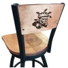Holland Bar Stool Co. 30" Blk Wrinkle Wichita State Swivel Bar Stool, Laser Engraved Back