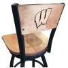 Holland Bar Stool Co. 25" Blk Wrinkle Wisconsin "W" Swivel Bar Stool, Laser Engraved Back -Kitchen & Dining Furniture Sales Store Holland20Bar20Stool20Co L038Wisc WBWMM