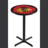 Holland Bar Stool Co. 36" Blk Wrinkle Chicago Blackhawks Pub Table