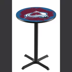Holland Bar Stool Co. 36" Blk Wrinkle Colorado Avalanche Pub Table, 36" dia. Top