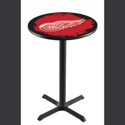 Holland Bar Stool Co. 36" Blk Wrinkle Detroit Red Wings Pub Table