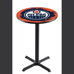 Holland Bar Stool Co. 36" Blk Wrinkle Edmonton Oilers Pub Table