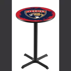 Holland Bar Stool Co. 36" Blk Wrinkle Florida Panthers Pub Table, 36" dia. Top