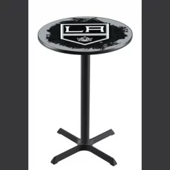 Holland Bar Stool Co. 36" Blk Wrinkle Los Angeles Kings Pub Table, 36" dia. Top