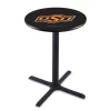 Holland Bar Stool Co. 36" Blk Wrinkle Oklahoma State Pub Table, 36" dia. Top -Kitchen & Dining Furniture Sales Store Holland20Bar20Stool20Co L211OKStUn 1