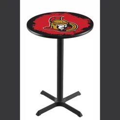 Holland Bar Stool Co. 36" Blk Wrinkle Ottawa Senators Pub Table, 36" dia. Top