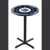 Holland Bar Stool Co. 42" Blk Wrinkle Winnipeg Jets Pub Table, 36" dia. Top -Kitchen & Dining Furniture Sales Store Holland20Bar20Stool20Co L211WinJet 1