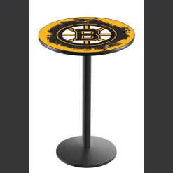 Holland Bar Stool Co. 36" Blk Wrinkle Boston Bruins Pub Table