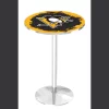 Holland Bar Stool Co. 36" Chrome Pittsburgh Penguins Pub Table, 36" dia. Top -Kitchen & Dining Furniture Sales Store Holland20Bar20Stool20Co L214CHPitPen