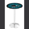 Holland Bar Stool Co. 42" Chrome San Jose Sharks Pub Table, 36" dia. Top -Kitchen & Dining Furniture Sales Store Holland20Bar20Stool20Co L214CHSJShar
