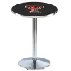 Holland Bar Stool Co. 36" Chrome Texas Tech Pub Table, 36" dia. Top -Kitchen & Dining Furniture Sales Store Holland20Bar20Stool20Co L214CHTXTech
