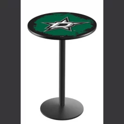 Holland Bar Stool Co. 36" Blk Wrinkle Dallas Stars Pub Table, 36" dia. Top
