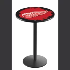 Holland Bar Stool Co. 36" Blk Wrinkle Detroit Red Wings Pub Table