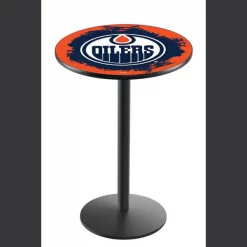 Holland Bar Stool Co. 36" Blk Wrinkle Edmonton Oilers Pub Table
