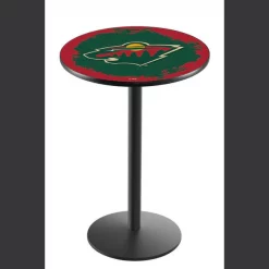 Holland Bar Stool Co. 36" Blk Wrinkle Minnesota Wild Pub Table