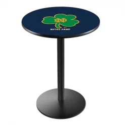 Holland Bar Stool Co. 36" Blk Wrinkle Notre Dame Shamrock Pub Table, 36" dia. Top