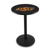 Holland Bar Stool Co. 42" Blk Wrinkle Oklahoma State Pub Table, 36" dia. Top -Kitchen & Dining Furniture Sales Store Holland20Bar20Stool20Co L214OKStUn