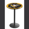 Holland Bar Stool Co. 42" Blk Wrinkle Pittsburgh Penguins Pub Table, 36" dia. Top -Kitchen & Dining Furniture Sales Store Holland20Bar20Stool20Co L214PitPen