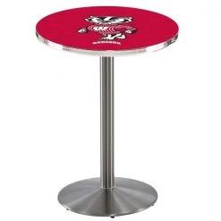 Holland Bar Stool Co. 42" Stainless Steel Wisconsin "Badger" Pub Table, 36" dia. Top