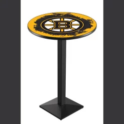 Holland Bar Stool Co. 36" Blk Wrinkle Boston Bruins Pub Table