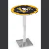 Holland Bar Stool Co. 42" Chrome Pittsburgh Penguins Pub Table, 36" dia. Top -Kitchen & Dining Furniture Sales Store Holland20Bar20Stool20Co L217CHPitPen 1