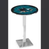 Holland Bar Stool Co. 36" Chrome San Jose Sharks Pub Table -Kitchen & Dining Furniture Sales Store Holland20Bar20Stool20Co L217CHSJShar
